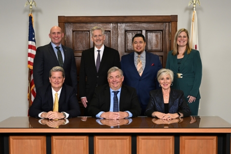 KCC President and Board. Back row, left to right, Michael Boyd, Michael Kick, Eric Peterson and Claire Chaplinski. Front row, left to right, Brad Hove, Bill Orr and Cathy Boicken.