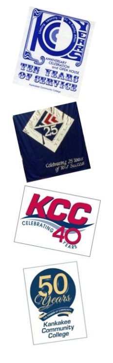 The 10, 25, 40, and 50-year KCC-anniversary logos