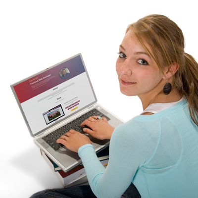 Young person using a laptop