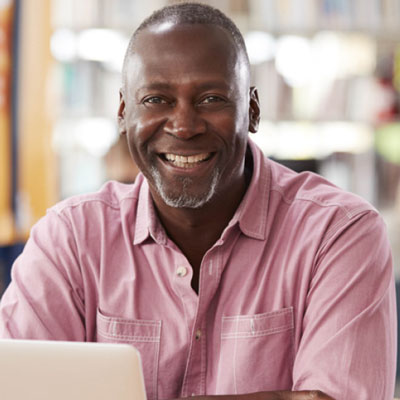 Young person using a laptop